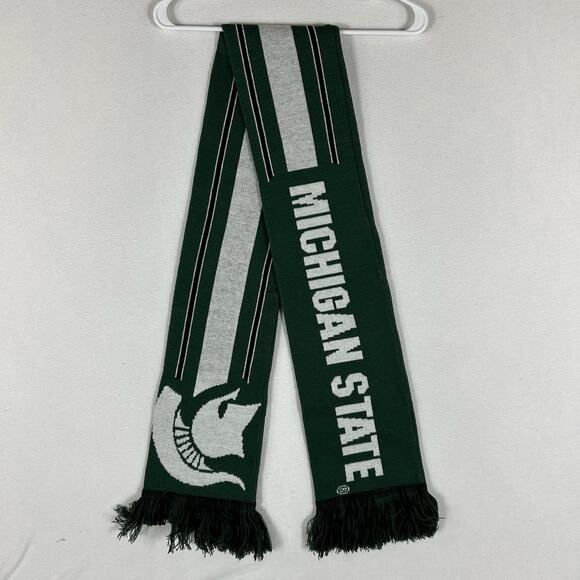 Michigan State University MSU Spartans Knit Scarf 6.5" x 66" Double Sided Green - Picture 1 of 7